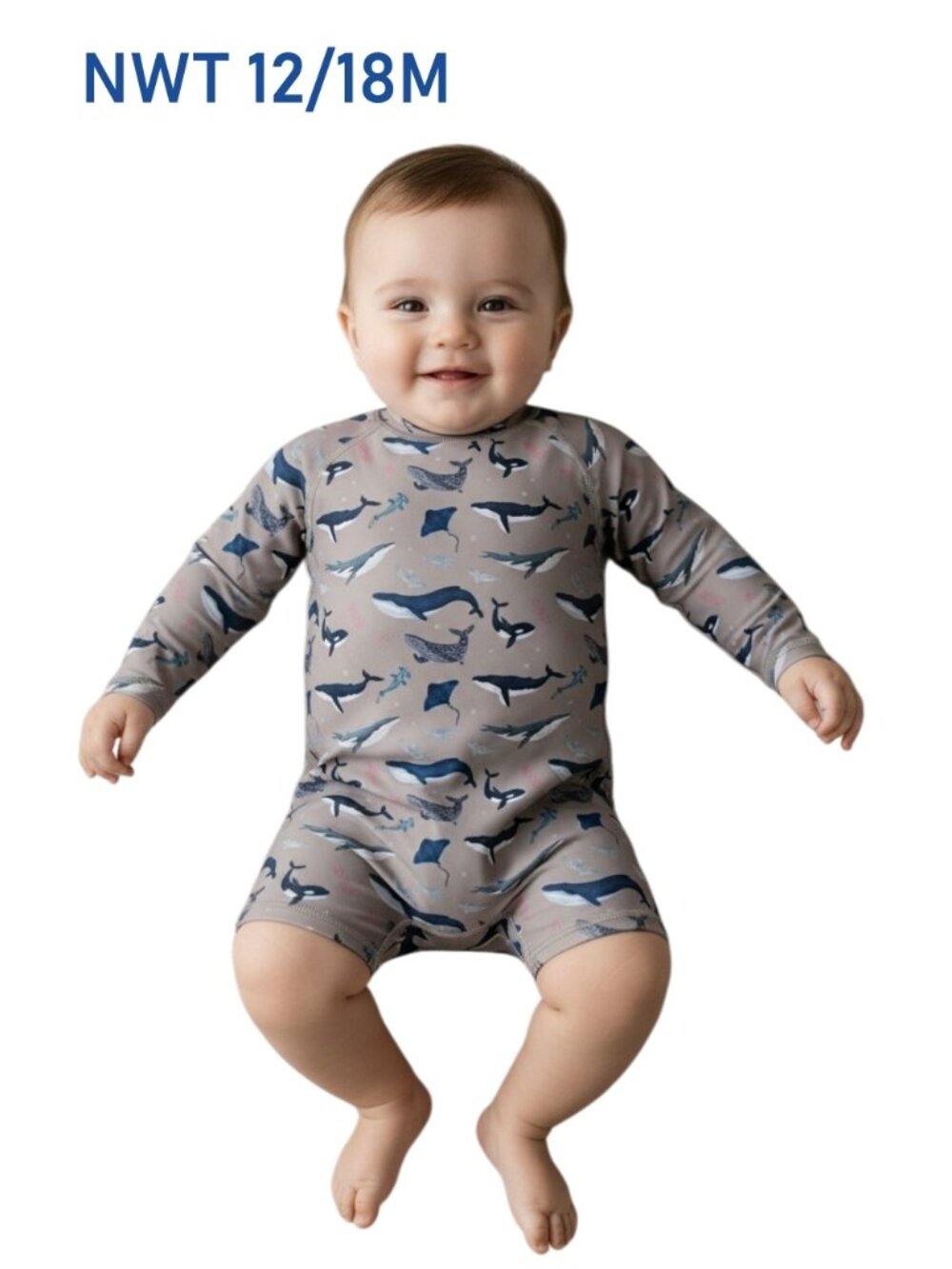 Me & Henry Sea Life Swim Playsuit - Whale, Shark, Stingray, Orca size 12/18M